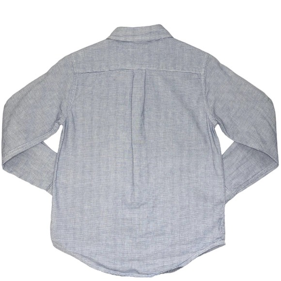 Janie and Jack Striped Linen Blend Roll-Tab Sleeve Button Front Shirt Size 7 - Picture 3 of 10
